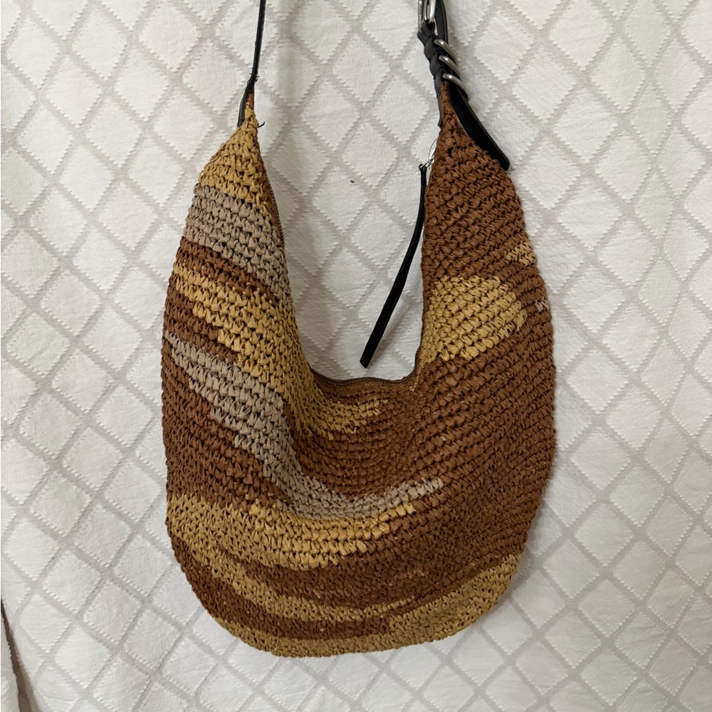 Free People Woven Hobo Bag in Brown and Tan - Picture 4 of 4